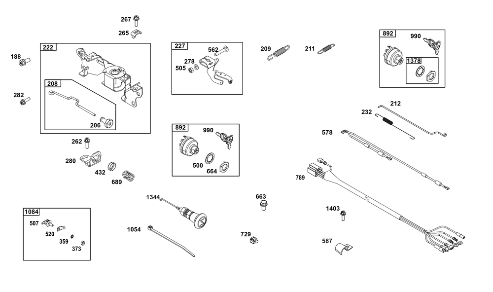 Controls Group Diagram and Parts List for 356447-0654-G1 200000 - 399999 Briggs and Stratton Engine